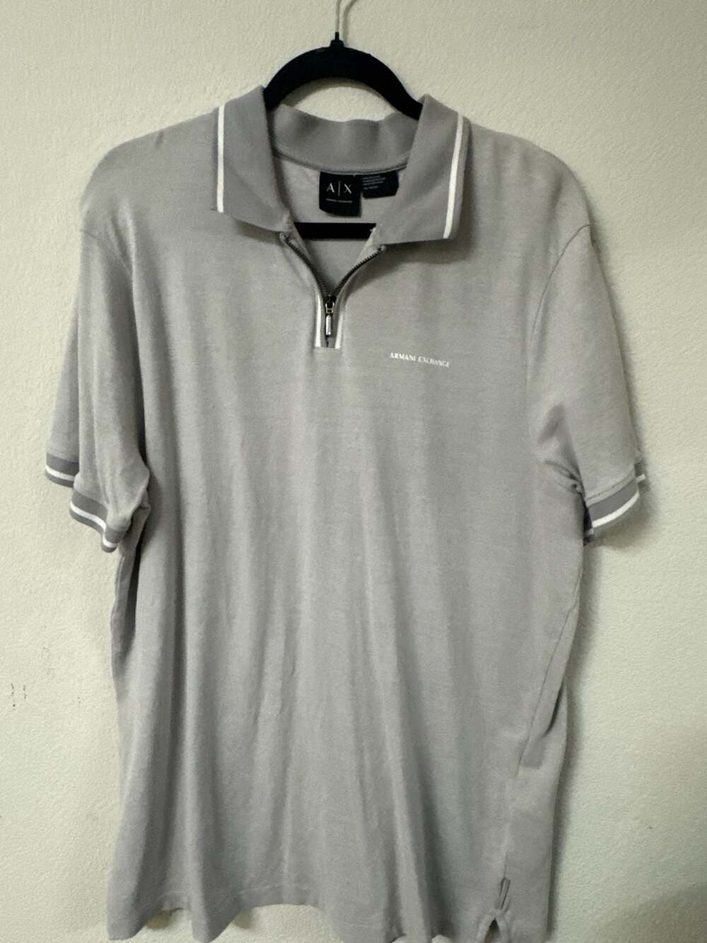 Armani Exchange Men’s Grey Quarter Zip Polo Shirt Contrast Trim Size XL - Picture 7 of 11